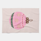 Retro Kerstmis Bauble Pink Holiday Theedoek (Horizontaal)