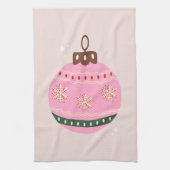 Retro Kerstmis Bauble Pink Holiday Theedoek (Verticaal)