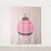 Retro Kerstmis Bauble Pink Holiday Wandkleed (Voorkant)