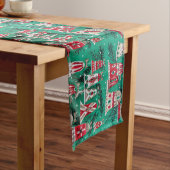Retro Kerstmis, Bel Ornamenten, Vintage, Medium Tafelloper (Voorbeeld)
