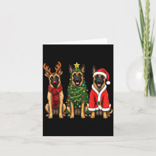Retro Kerstmis Belgische Malinois Kerstman Rendier Kaart