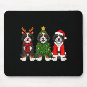 Retro Kerstmis Bernedoodle Kerstman Rendier Hond L Muismat