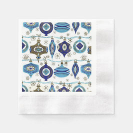 Retro Kerstmis, Blauwe en Witte Papieren Servetten