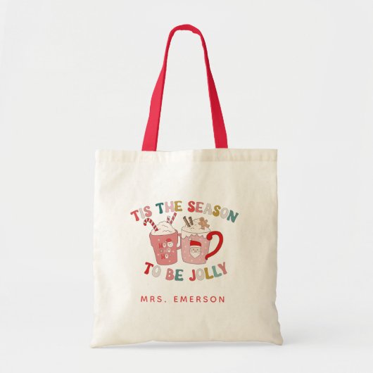 Retro Kerstmis Boodschappentas Tote Bag (Voorkant)