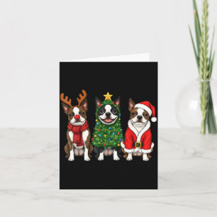 Retro Kerstmis Boston Terrier Kerstman Rendier Hon Kaart