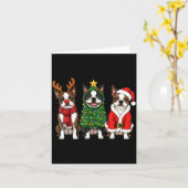 Retro Kerstmis Boston Terrier Kerstman Rendier Hon Kaart (Gele Bloem)