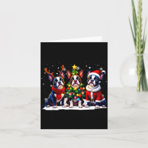 Retro Kerstmis Boston Terrier Sint Rendier Hond Kaart