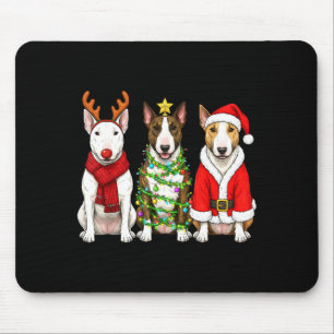 Retro Kerstmis Bull Terrier Kerstman Rendier Hond Muismat
