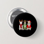 Retro Kerstmis Bull Terrier Kerstman Rendier Hond Ronde Button 5,7 Cm (Voorkant /achterkant)