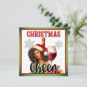 Retro Kerstmis Cheer Pin-up Feestdagenkaart (Staand voorkant)