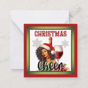 Retro Kerstmis Cheer Pin-up Notitiekaartje
