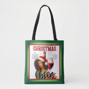 Retro Kerstmis Cheer Pin-up Tote Bag