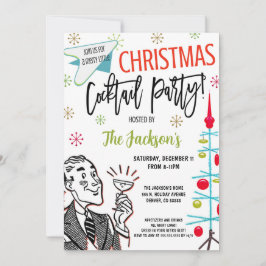 Retro Kerstmis Cocktail Party Kaart