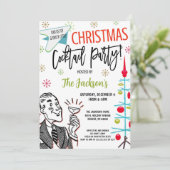 Retro Kerstmis Cocktail Party Kaart (Staand voorkant)