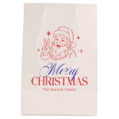 Retro Kerstmis Cool Kerstman Medium Cadeauzakje (Achterkant)