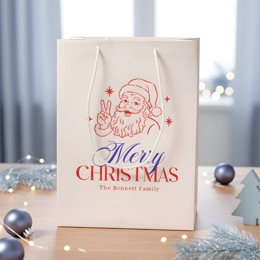Retro Kerstmis Cool Kerstman Medium Cadeauzakje