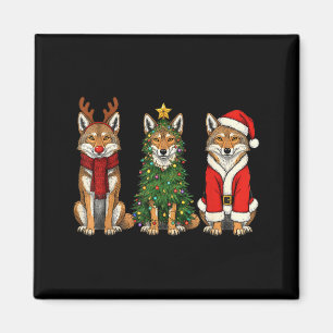 Retro Kerstmis Coyote Kerstman Rendier  Magneet
