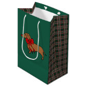 Retro Kerstmis Dachshund Cadeautas (Voorkant Gekanteld)