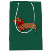 Retro Kerstmis Dachshund Cadeautas (Voorkant)