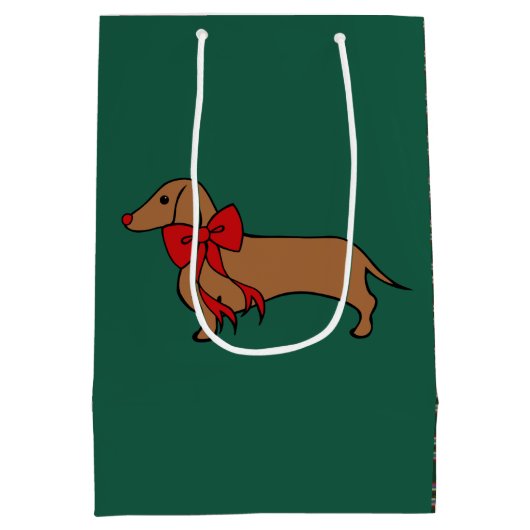 Retro Kerstmis Dachshund Cadeautas (Achterkant)