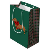 Retro Kerstmis Dachshund Cadeautas (Achterkant Gekanteld)