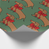 Retro Kerstmis Dachshund Inpakpapier (Hoek)