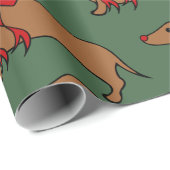 Retro Kerstmis Dachshund Inpakpapier (Rol Hoek)