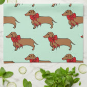 Retro Kerstmis Dachshund Keuken Handdoek Gift (Gevouwen)