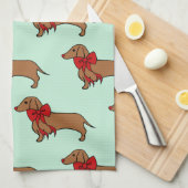 Retro Kerstmis Dachshund Keuken Handdoek Gift (Quarter Fold)
