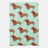Retro Kerstmis Dachshund Keuken Handdoek Gift (Verticaal)
