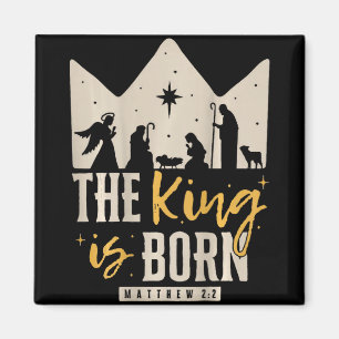 Retro Kerstmis De Koning Is Geboren Christelijk Magneet
