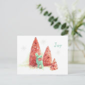 Retro Kerstmis Deer Joy met Snowflakes Feestdagenkaart (Staand voorkant)