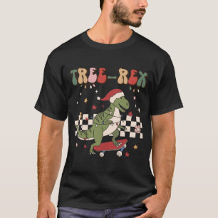 Retro Kerstmis Dinosaurus Boom Rex Pyjama Trex Ska T-shirt