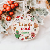 Retro Kerstmis Eerste Verjaardagsfeest Bedankjes Labels