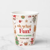 Retro Kerstmis Eerste Verjaardagsfeest Papieren Bekers (Voorkant)