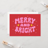 Retro Kerstmis en Helder Vakantieontwerp Kaart (Voorkant / Achterkant in situ)