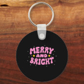 Retro Kerstmis En Leuke Vakantie Design  Sleutelhanger (Voorkant)
