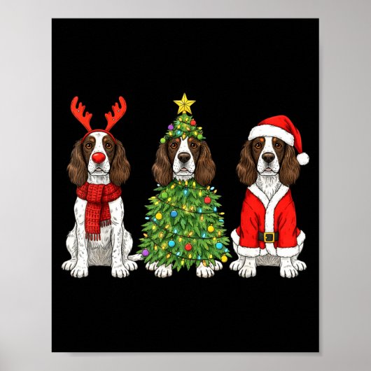 Retro Kerstmis Engelse Springer Spaniel Sint Rei Poster (Voorkant)