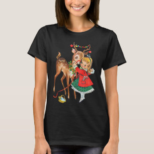 Retro Kerstmis familie 1950s ouderwetse vintage T-shirt