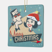  Retro Kerstmis  feestdag 1950 Keramisch Ornament (Links)