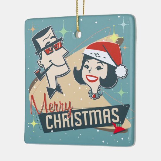 Retro Kerstmis feestdag 1950 Keramisch Ornament (Links)