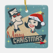  Retro Kerstmis  feestdag 1950 Keramisch Ornament (Voorkant)