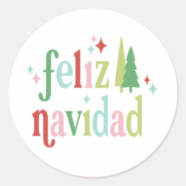 Retro Kerstmis | Feliz Navidad Ronde Sticker