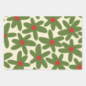 Retro Kerstmis Floral Daisy Pattern Inpakpapier Vel (Voorkant 2)