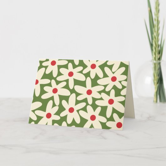 Retro Kerstmis Floral Daisy Pattern Kaart (Voorkant)