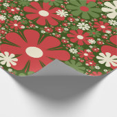 Retro Kerstmis Floral Fantasy Pattern Green Cadeaupapier (Hoek)