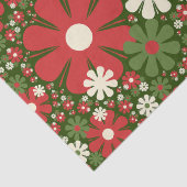 Retro Kerstmis Floral Fantasy Pattern Green Tissuepapier (Detail)