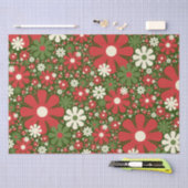 Retro Kerstmis Floral Fantasy Pattern Green Tissuepapier (Craft)