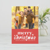 Retro Kerstmis Foto Feestdagenkaart (Staand voorkant)