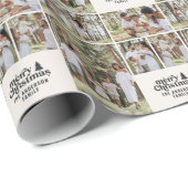 retro Kerstmis fotocollage modern eenvoudig Cadeaupapier (Rol Hoek)